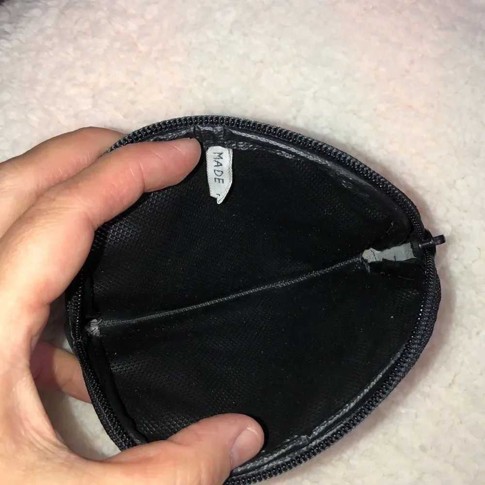 Patch Black Faux Leather Small Zip Wallet